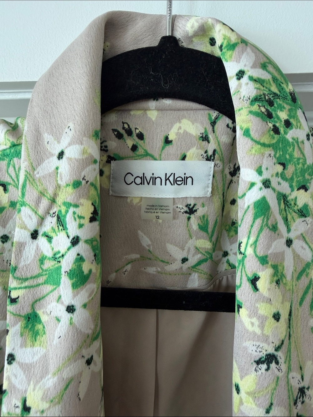 Calvin Klein Taupe Blazer with Green Floral Print - Picture 2 of 6